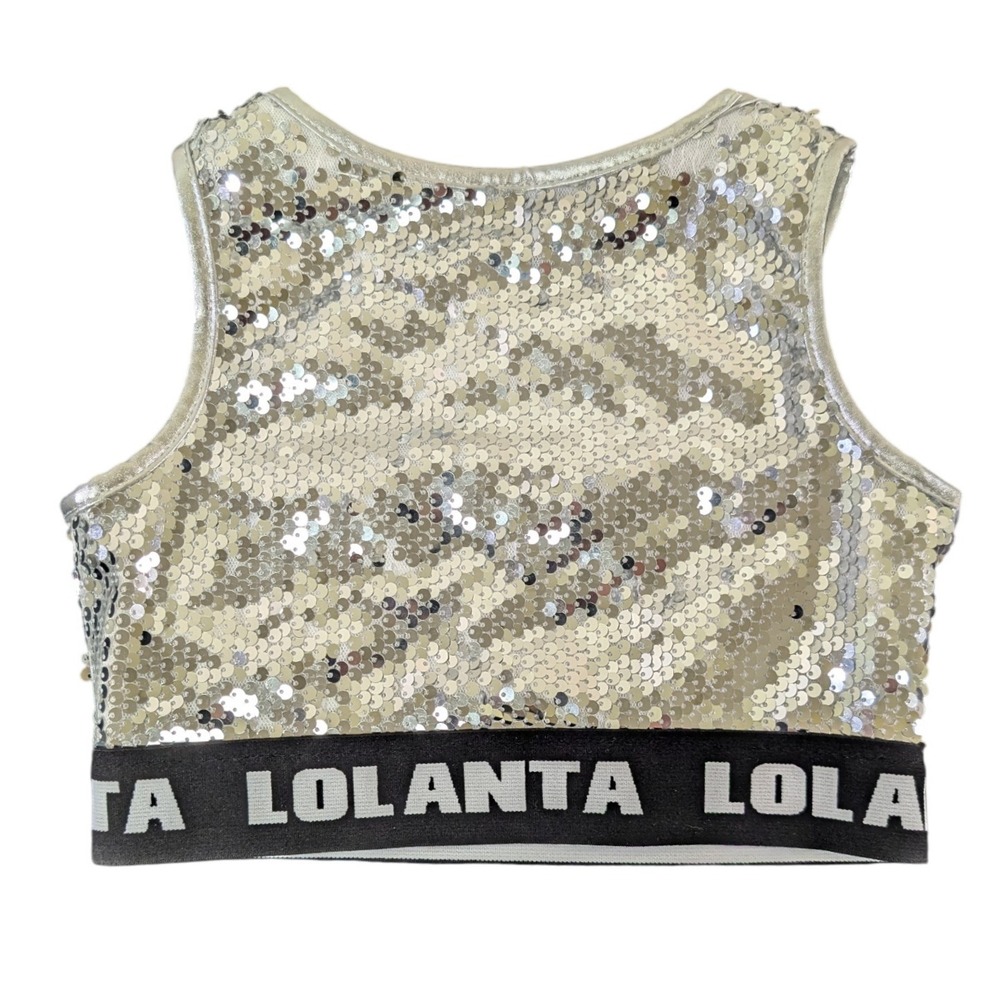 Lolanta Size 130cm Girls Silver Sequin Crop Top 1pc Hip Hop Dance Costume - Picture 2 of 8